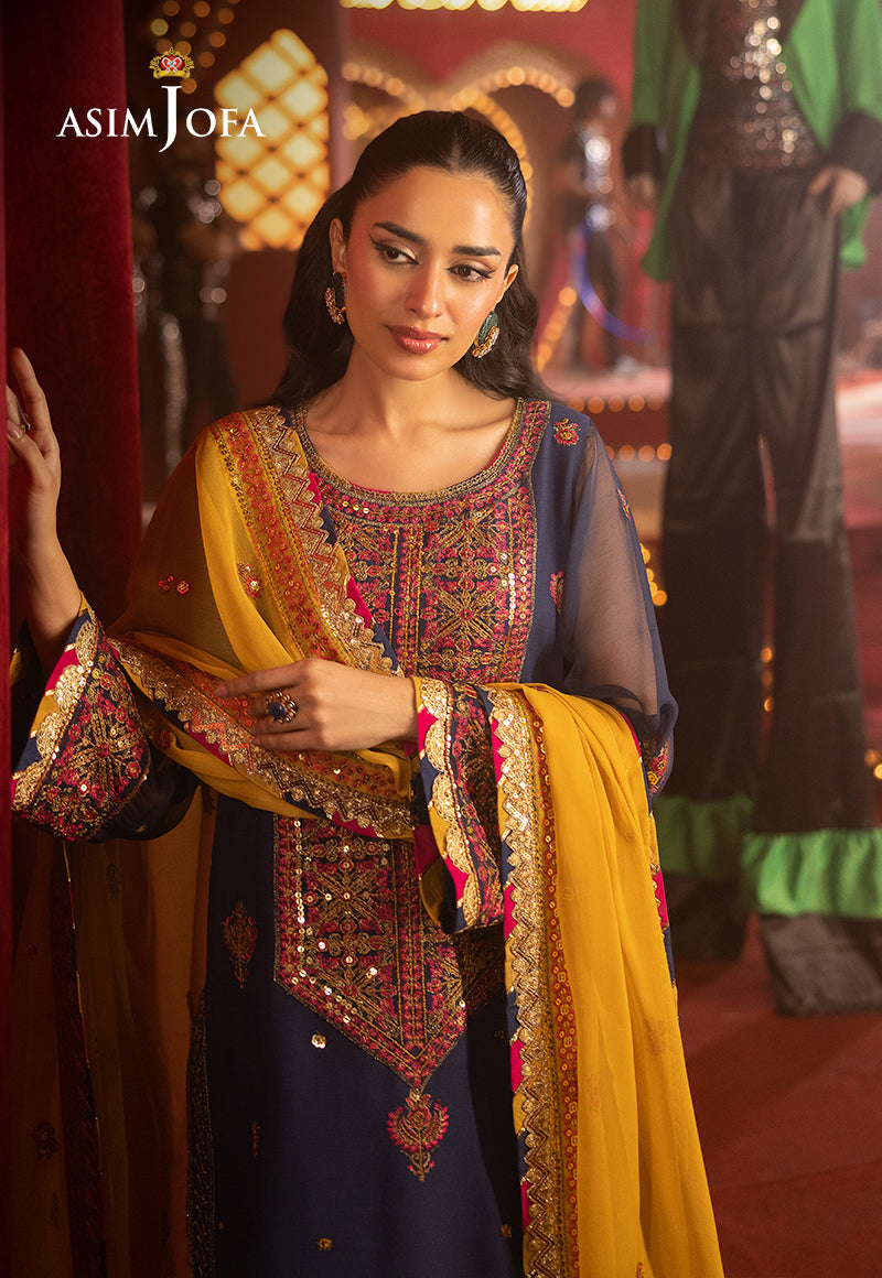 Asim Jofa LUXURY FESTIVE DROP 2 Ajlf-16 Embroidered Chiffon 3 Pcs