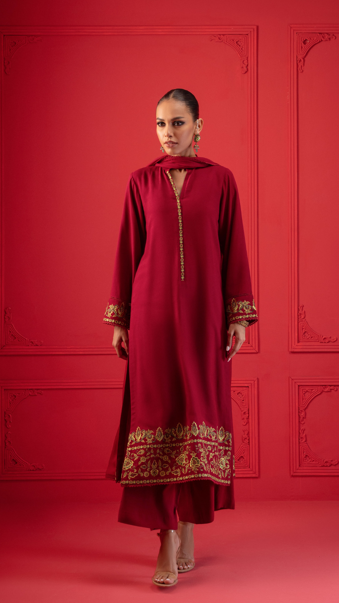 Signature By Najia Zia Stitched 2 Piece Winter Collection'2025-Burgundy