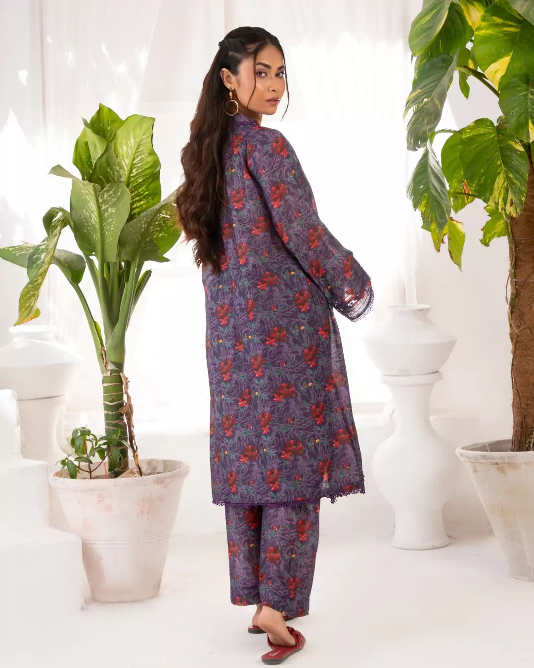 Ayla Studio Stitched PRINTED ESSENTIAL CO-ORD - Purple Haze