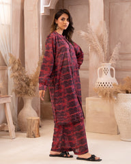 Ayla Studio Stitched PRINTED ESSENTIAL CO-ORD - Shadow Of Red Leaves