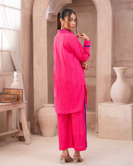 Ayla Studio Stitched SOLID ESSENTIAL  CO-ORD - Pink Ocean