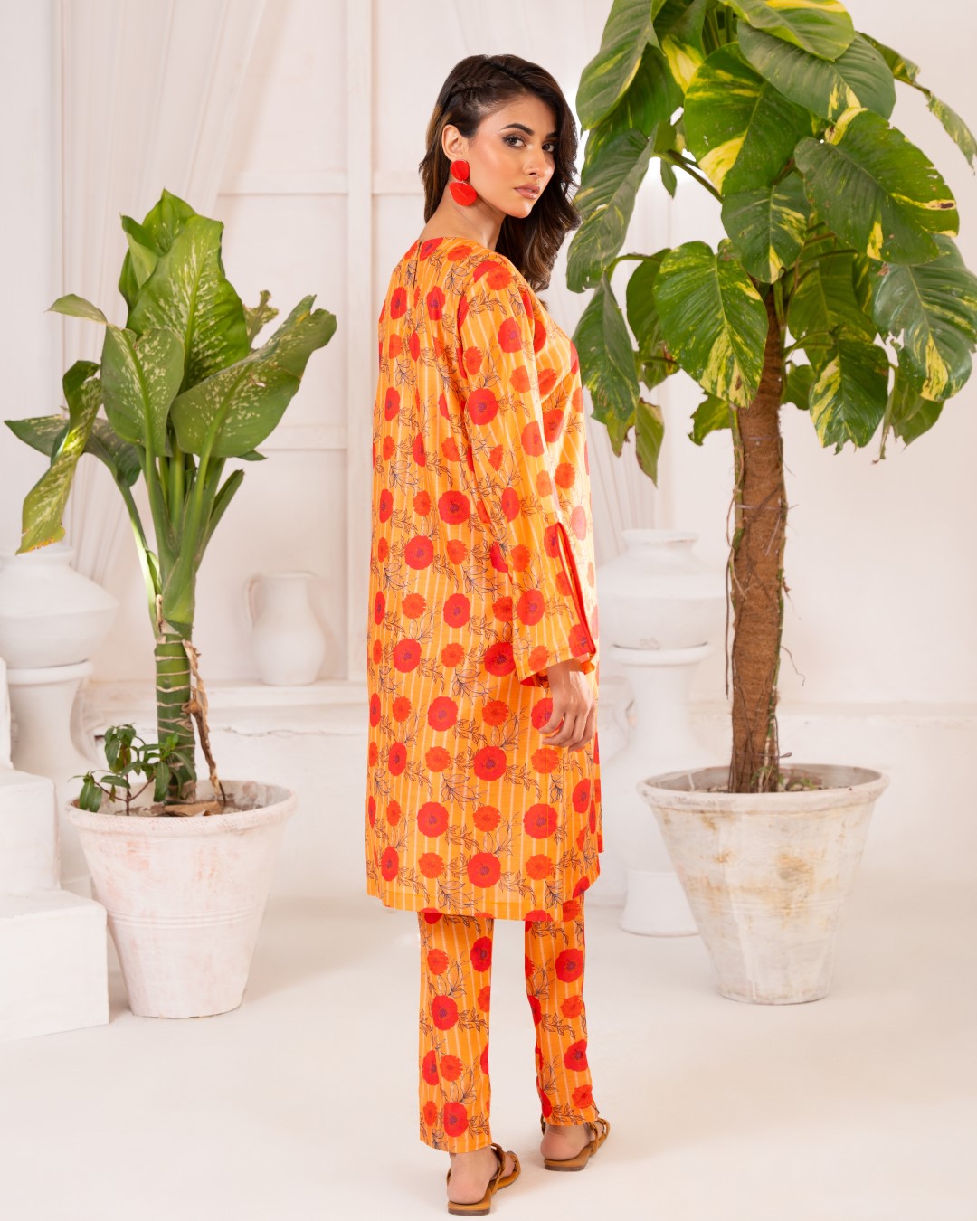 Ayla Studio Stitched PRINTED ESSENTIAL CO-ORD - Marigold