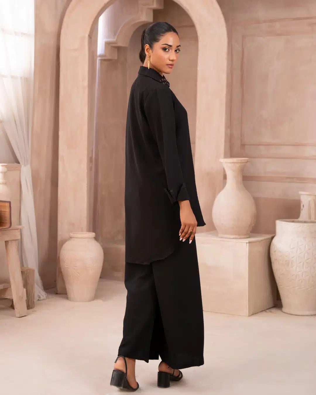 Ayla Studio Stitched SOLID ESSENTIAL  CO-ORD - Night Sky