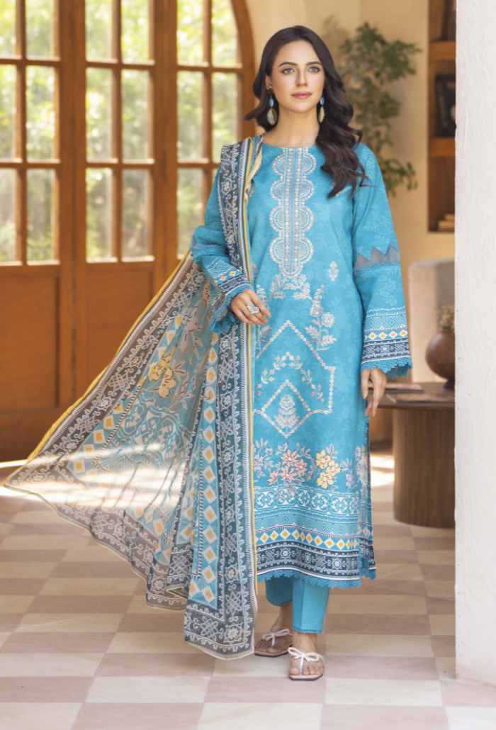Zarwisha By Humdum Unstitched 3 Piece Digital Printed Emb Lawn Collection'2025-D-07