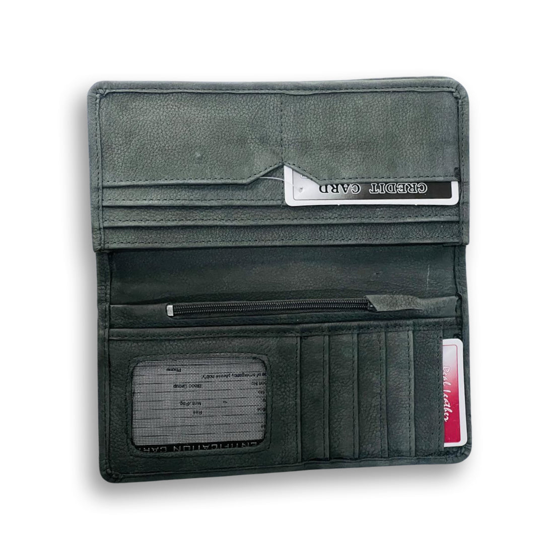 Long Leather Wallet Grey - Bag X