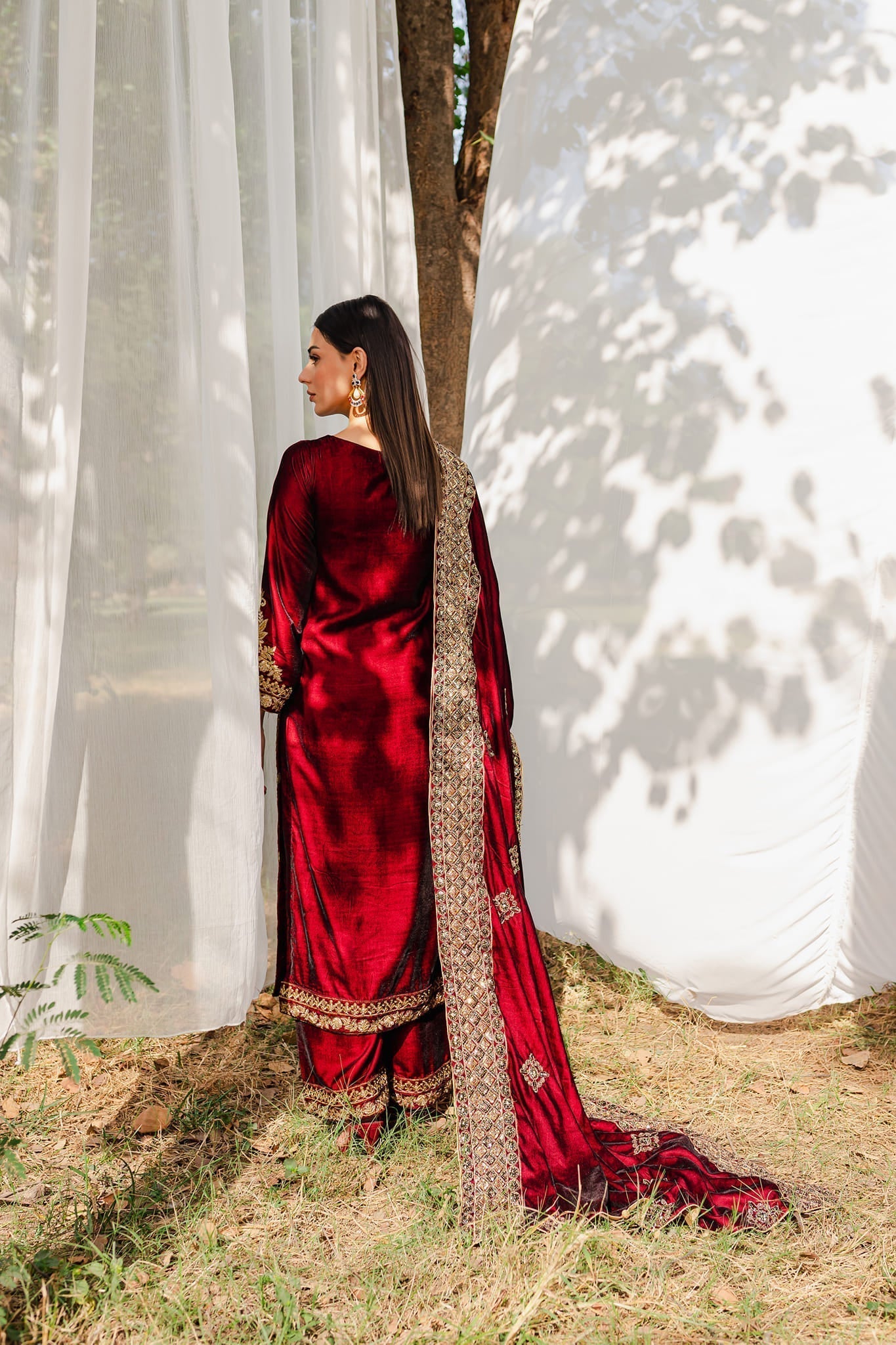 Panache Apparel Stitched Velvet Collection-Surkh