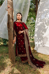 Panache Apparel Stitched Velvet Collection-Surkh