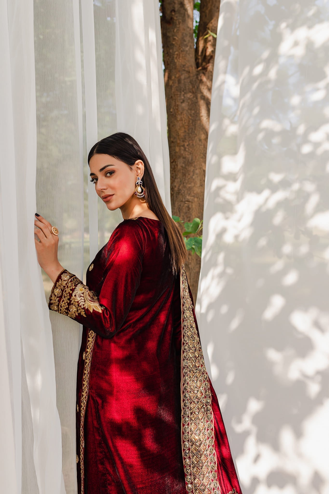 Panache Apparel Stitched Velvet Collection-Surkh