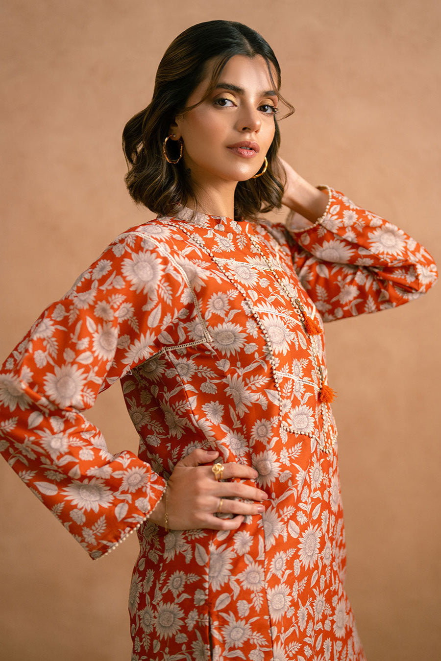 Ayla Studio Stitched PRINTED ESSENTIAL 2PC CO-ORD - Sun Flower