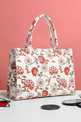 Fineur  Canvas Tote Bags White Floral