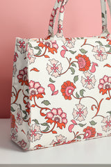 Fineur  Canvas Tote Bags White Floral
