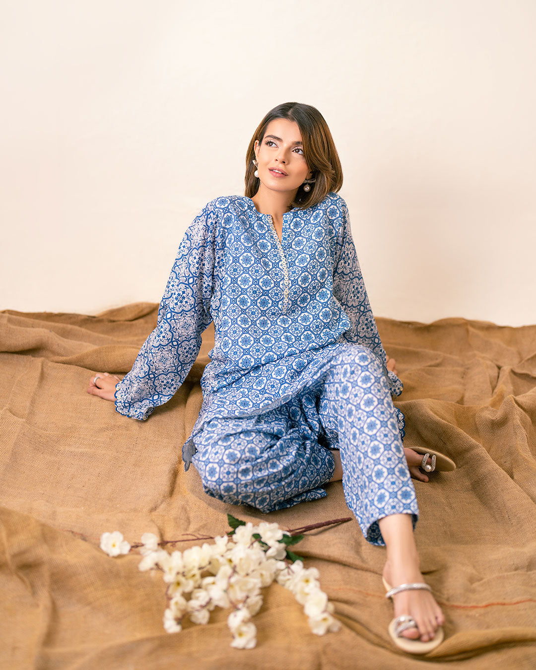 Ayla Studio Stitched PRINTED ESSENTIAL 2PC CO-ORD - Spanish Mosaic