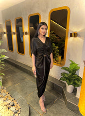 Manahils Stitched Velvet Silk Kaftan