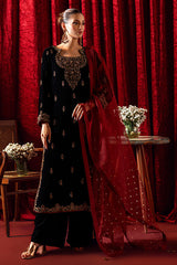 Bagh-E-Makhmal Separates By Zaaviay Stitched Black Jade (Three Piece)