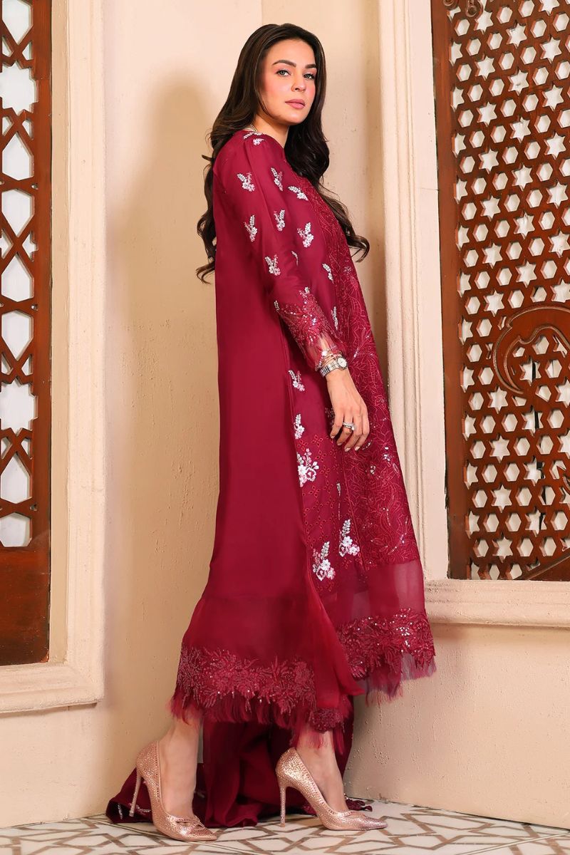 Tabeer By Mariam Malik Stitched 3 Piece Summer Collection'2025-Garnet Rose