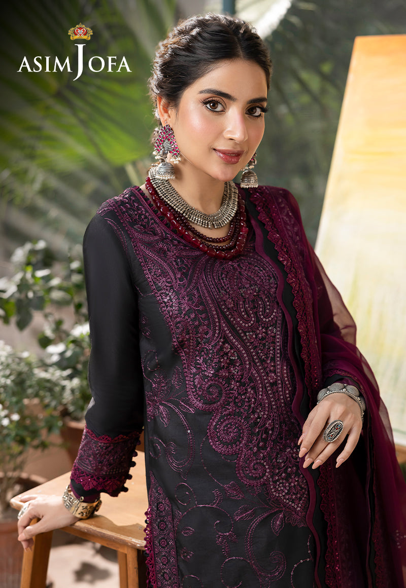 Asim Jofa Shadow Work '23 Ajsw-16 Embroidered Lawn Silk 3 Pcs