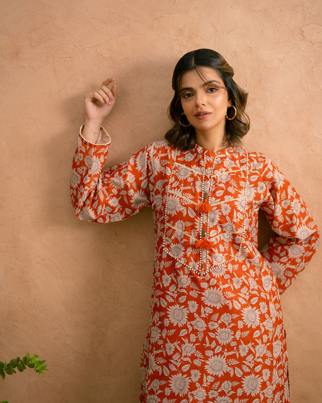 Ayla Studio Stitched PRINTED ESSENTIAL 2PC CO-ORD - Sun Flower