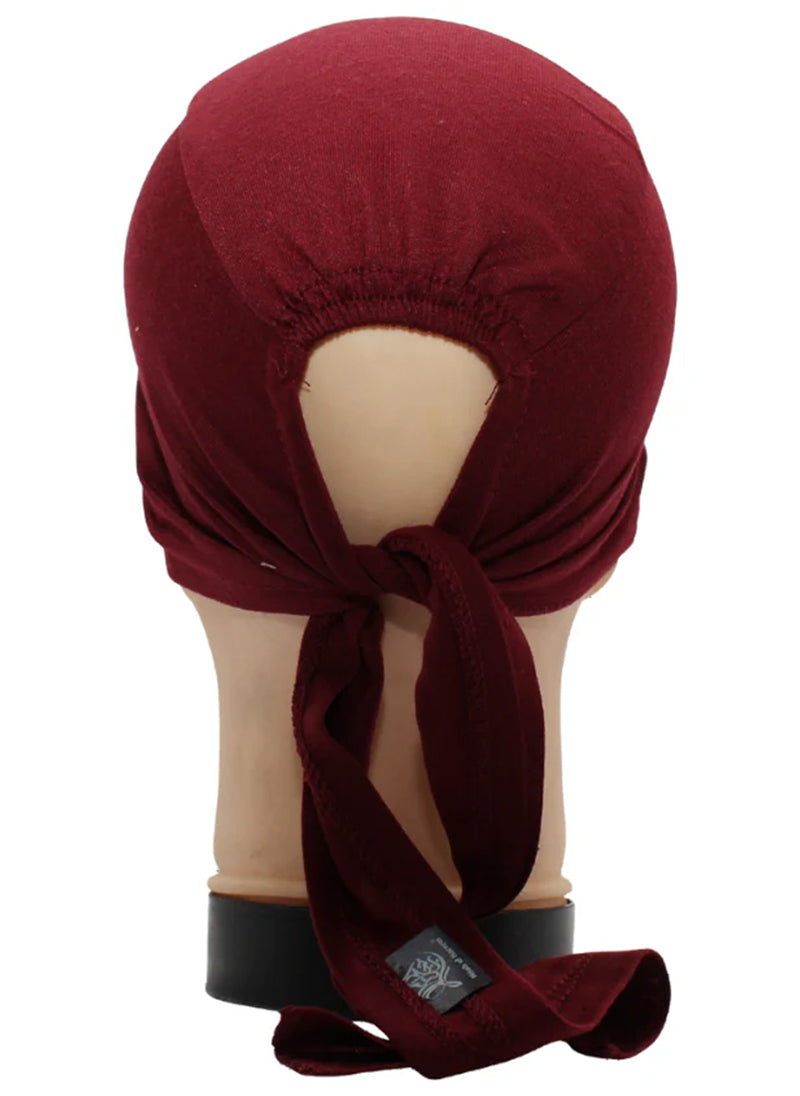 Hijab Ul Hareem Maroon Plain Tie Bonnet Cap for Hijabs