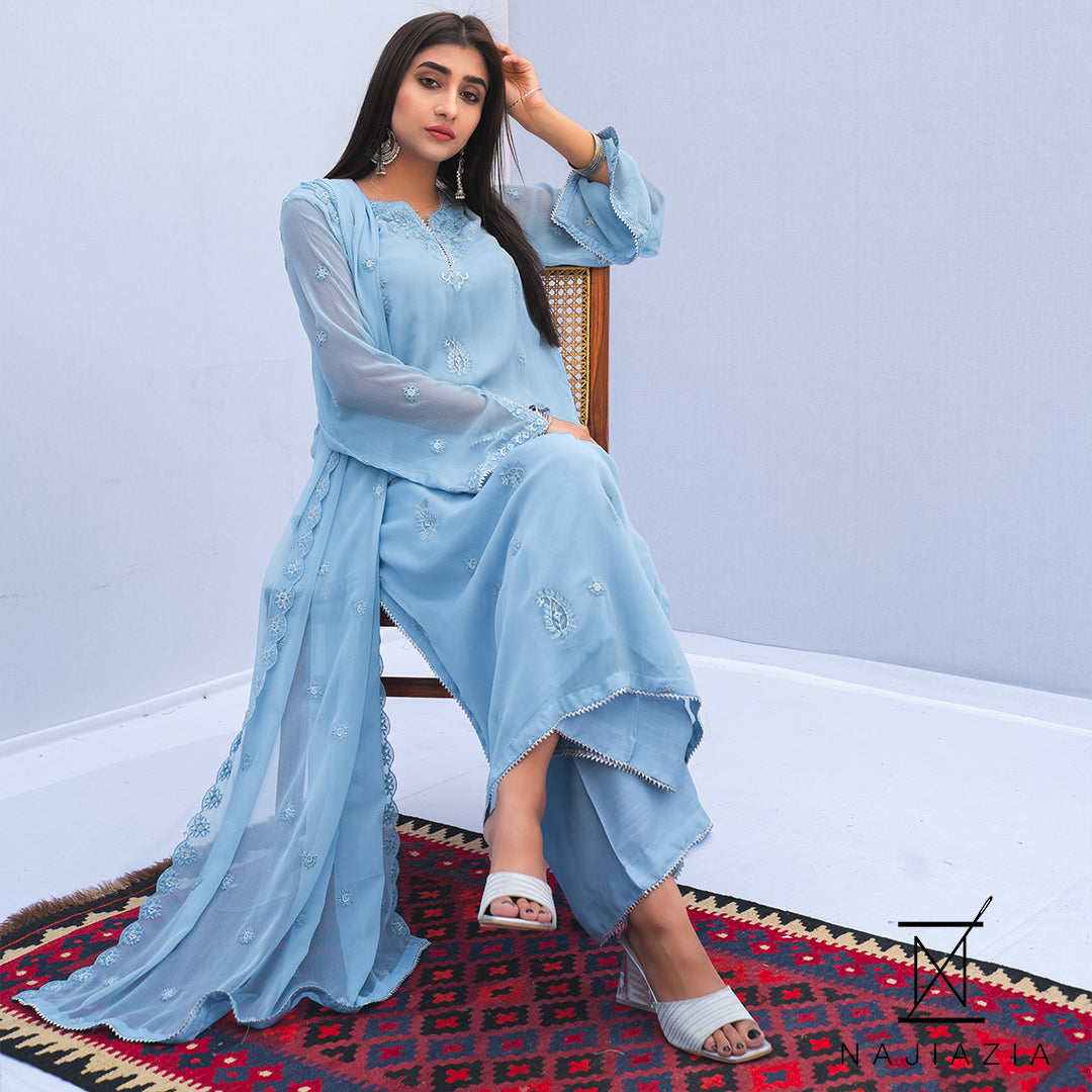 Najia Zia Stitched 3 Piece Formals Collection'2025-Azure
