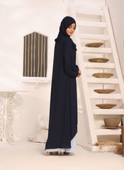 Hijab Ul Hareem Midnight Blue Double Georgette Front Closed Abaya - 0120-B-241