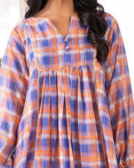 Ayla Studio Stitched PRINTED ESSENTIAL CO-ORD Sky Checks