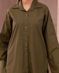Ayla Studio Stitched SOLID ESSENTIAL  CO-ORD - Olive