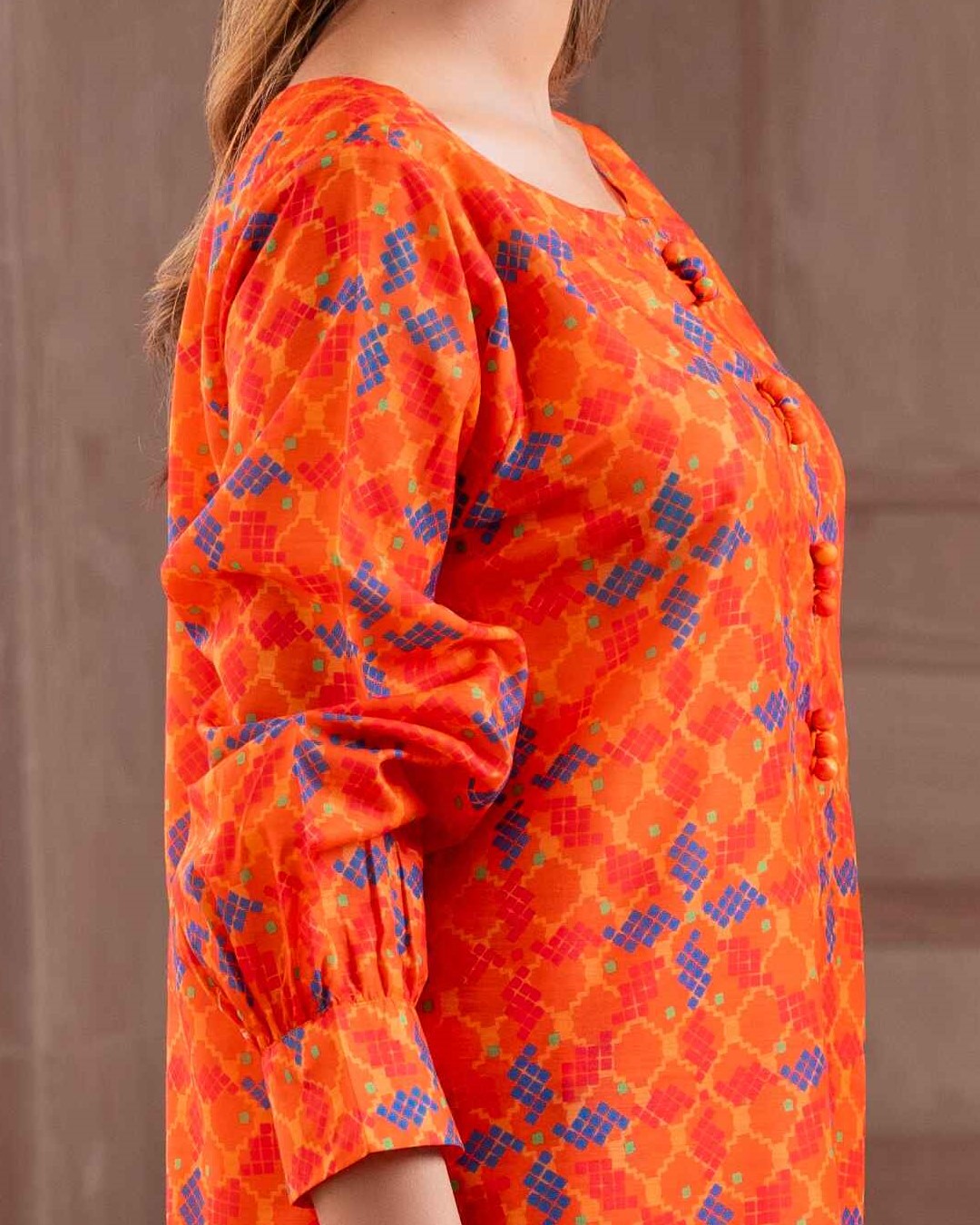 Ayla Studio Stitched PRINTED ESSENTIAL CO-ORD - Orange Dream