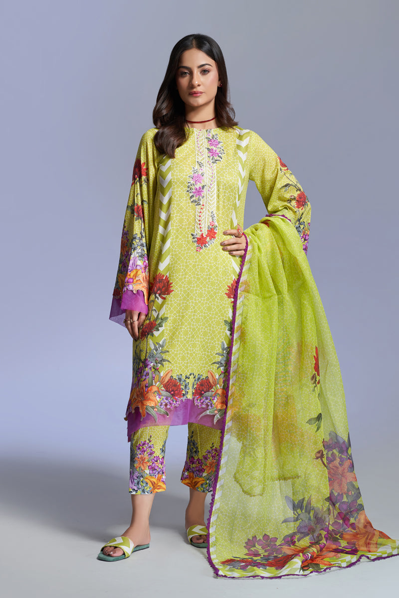 The Affordables By Mariam Malik Stitched 3 Piece Digital Printed Lawn Collection'2025-Floral Green