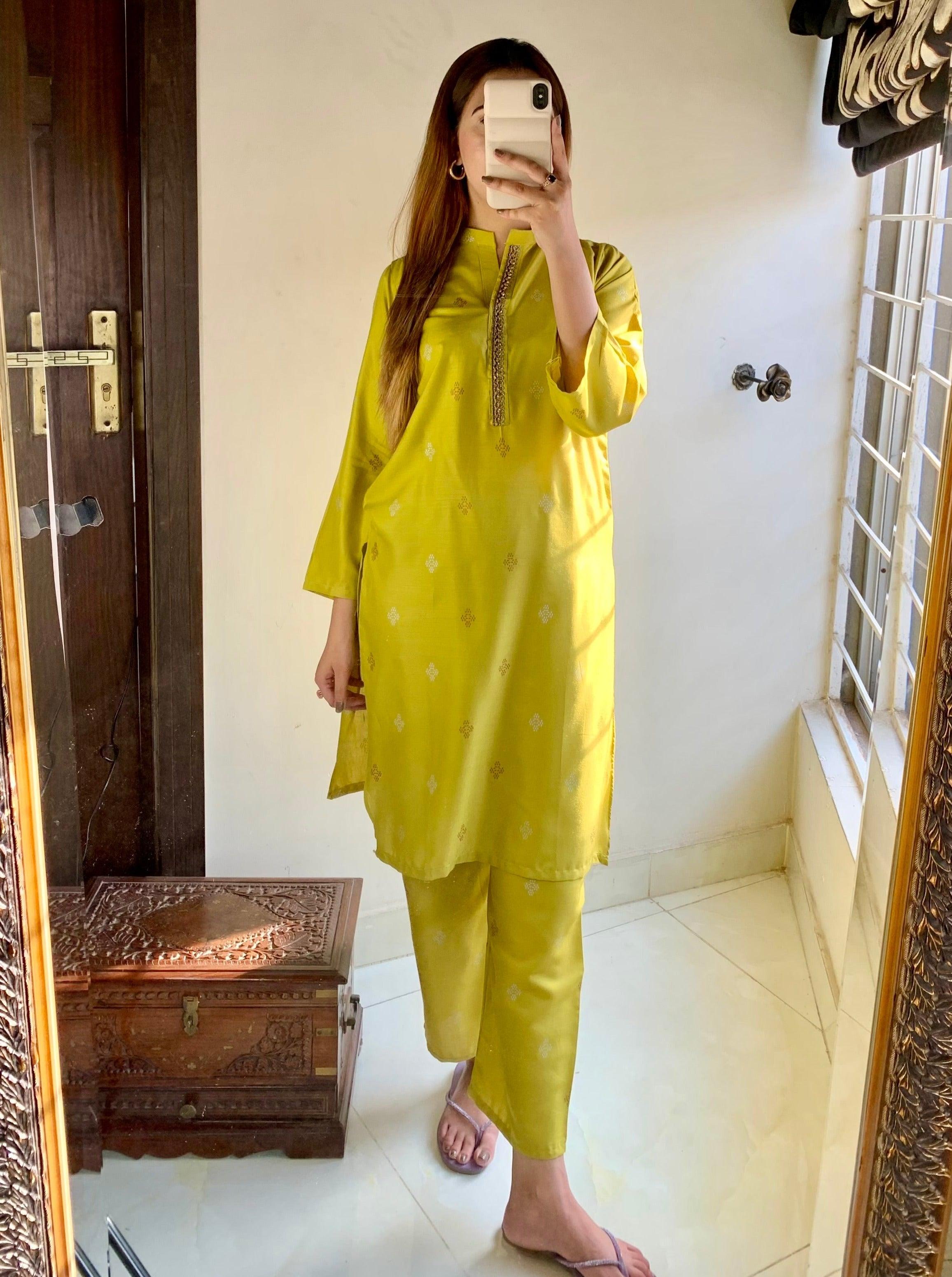 Zaib E Hoor OLIVE 2PCS STICHED