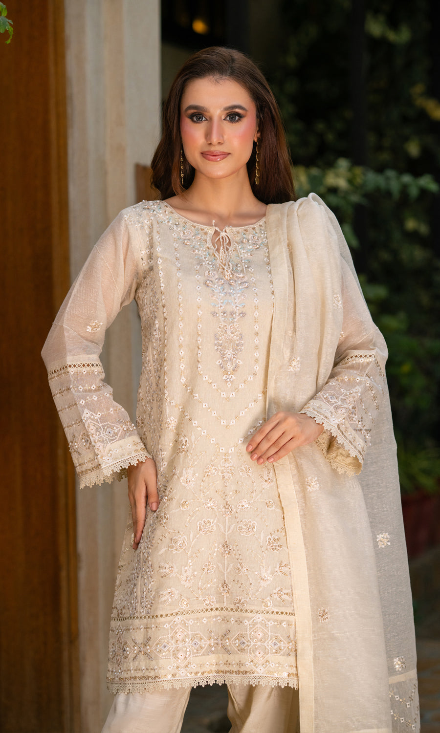 Shamooz Stitched 3 Piece Formals Collection'2025-Light Fawn SE-021