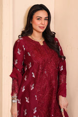 Tabeer By Mariam Malik Stitched 3 Piece Summer Collection'2025-Garnet Rose