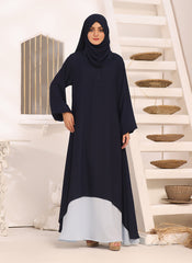 Hijab Ul Hareem Midnight Blue Double Georgette Front Closed Abaya - 0120-B-241
