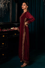 Lux Edit By Zaaviay Stitched Burgundy Beauty (Three Piece)