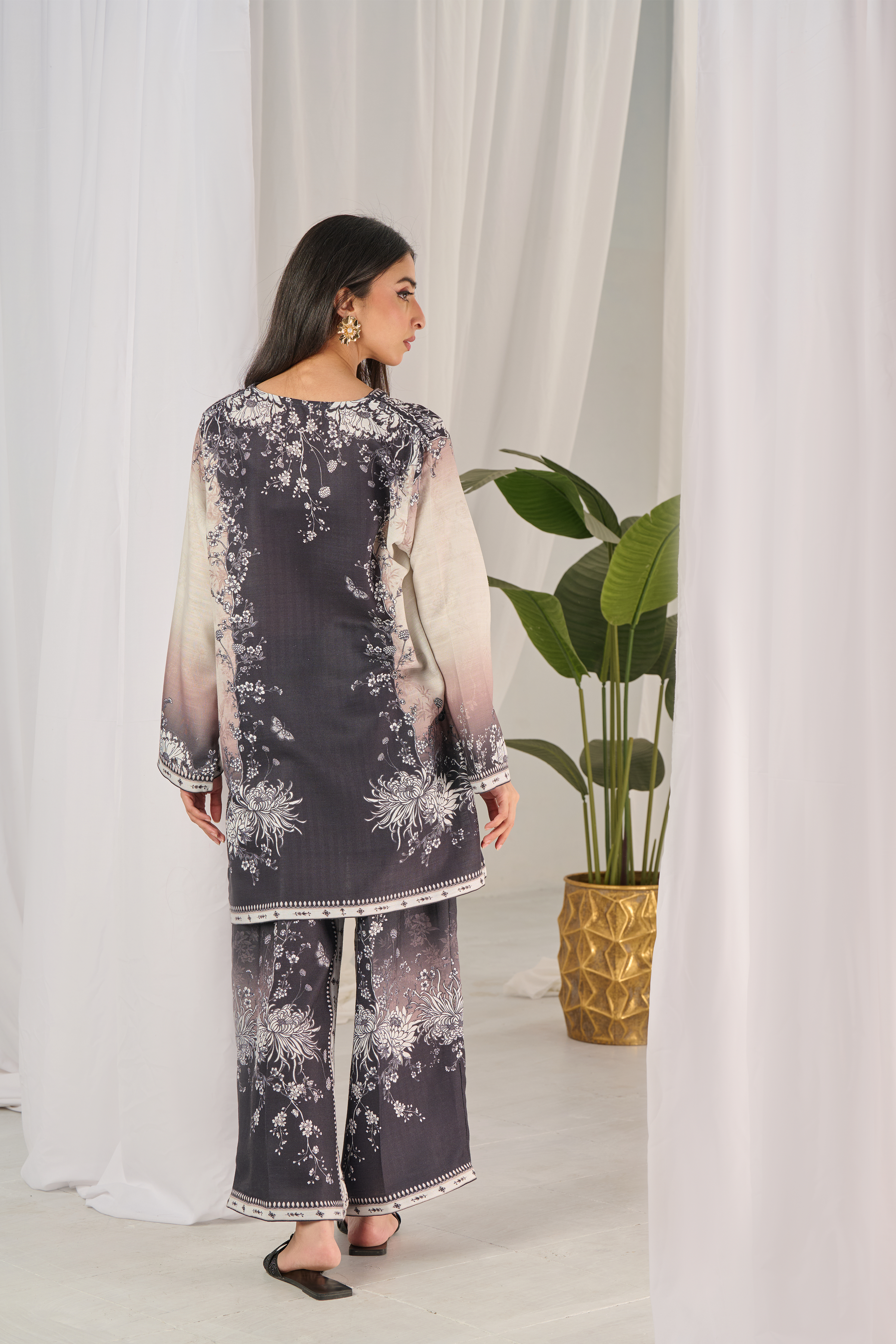 Yaaqot Stitched 2 Piece Lawn Collection-Ebony Greyish