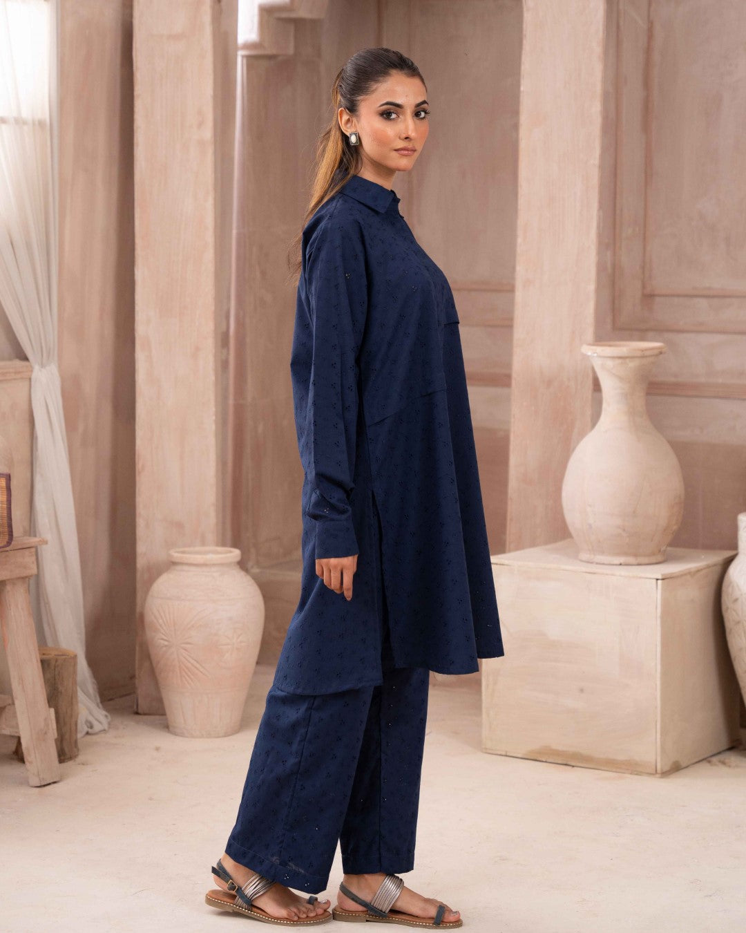 Ayla Studio Stitched SOLID ESSENTIAL  CO-ORD - Dark Night
