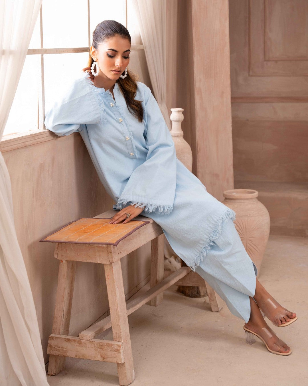Ayla Studio Stitched SOLID ESSENTIAL CO-ORD - Ocean