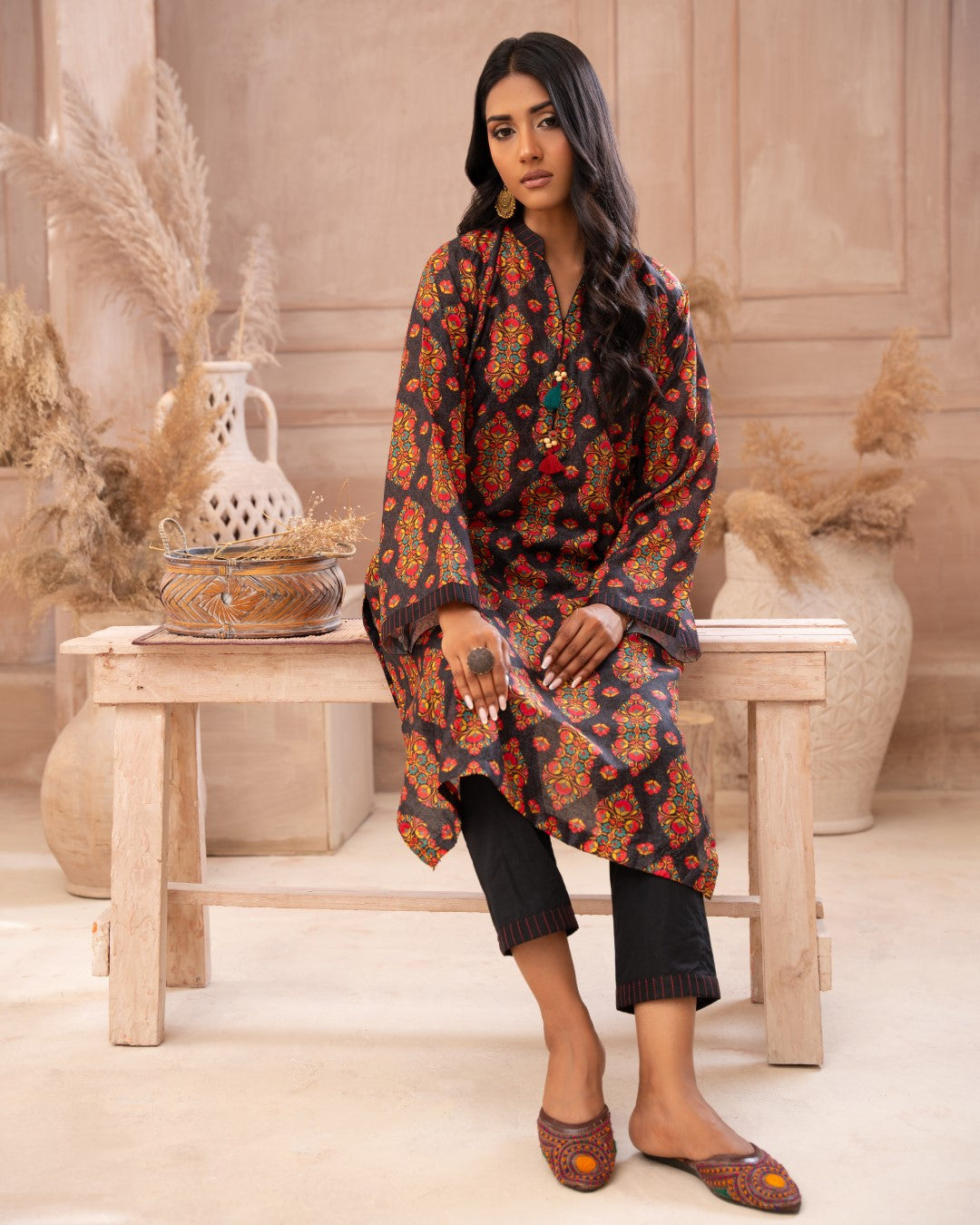 Ayla Studio Stitched PRINTED ESSENTIAL 2PC - Dark Eden