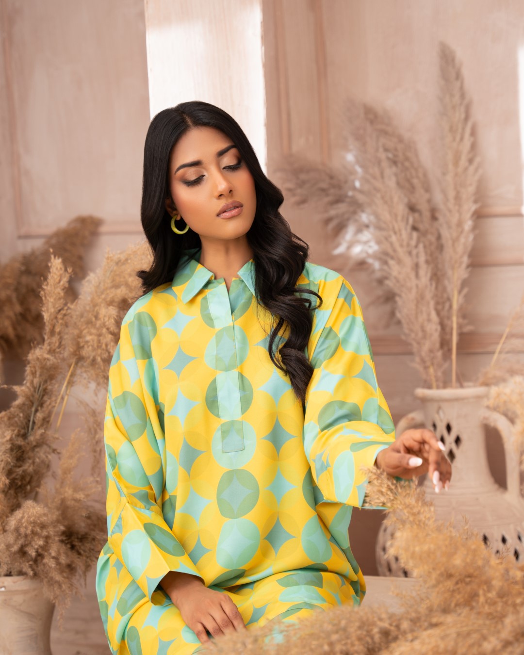 Ayla Studio Stitched PRINTED ESSENTIAL CO-ORD - Warm Mint