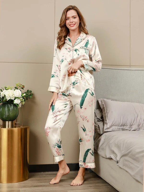 Studio By Arj She's inn Elegant Slumber Pajamas Printed Comfortable & Luxurious Silky Satin Nightwear Pajama Set