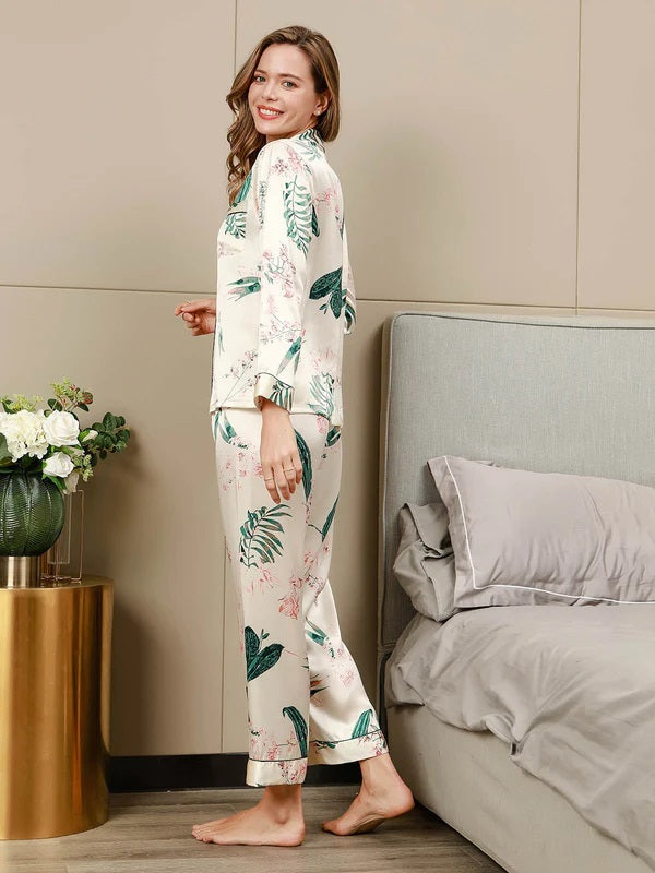 Studio By Arj She's inn Elegant Slumber Pajamas Printed Comfortable & Luxurious Silky Satin Nightwear Pajama Set