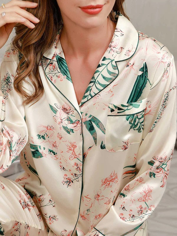 Studio By Arj She's inn Elegant Slumber Pajamas Printed Comfortable & Luxurious Silky Satin Nightwear Pajama Set