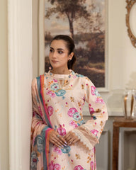 Summer Scent By Nine Needles Stitched 3 Piece Summer Collection'2025-Peach Sorbet-NP-01