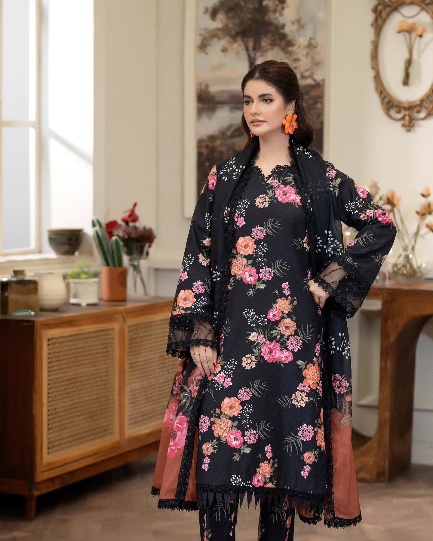 Summer Scent By Nine Needles Stitched 3 Piece Summer Collection'2025-Midnight Jasmine-NP-02
