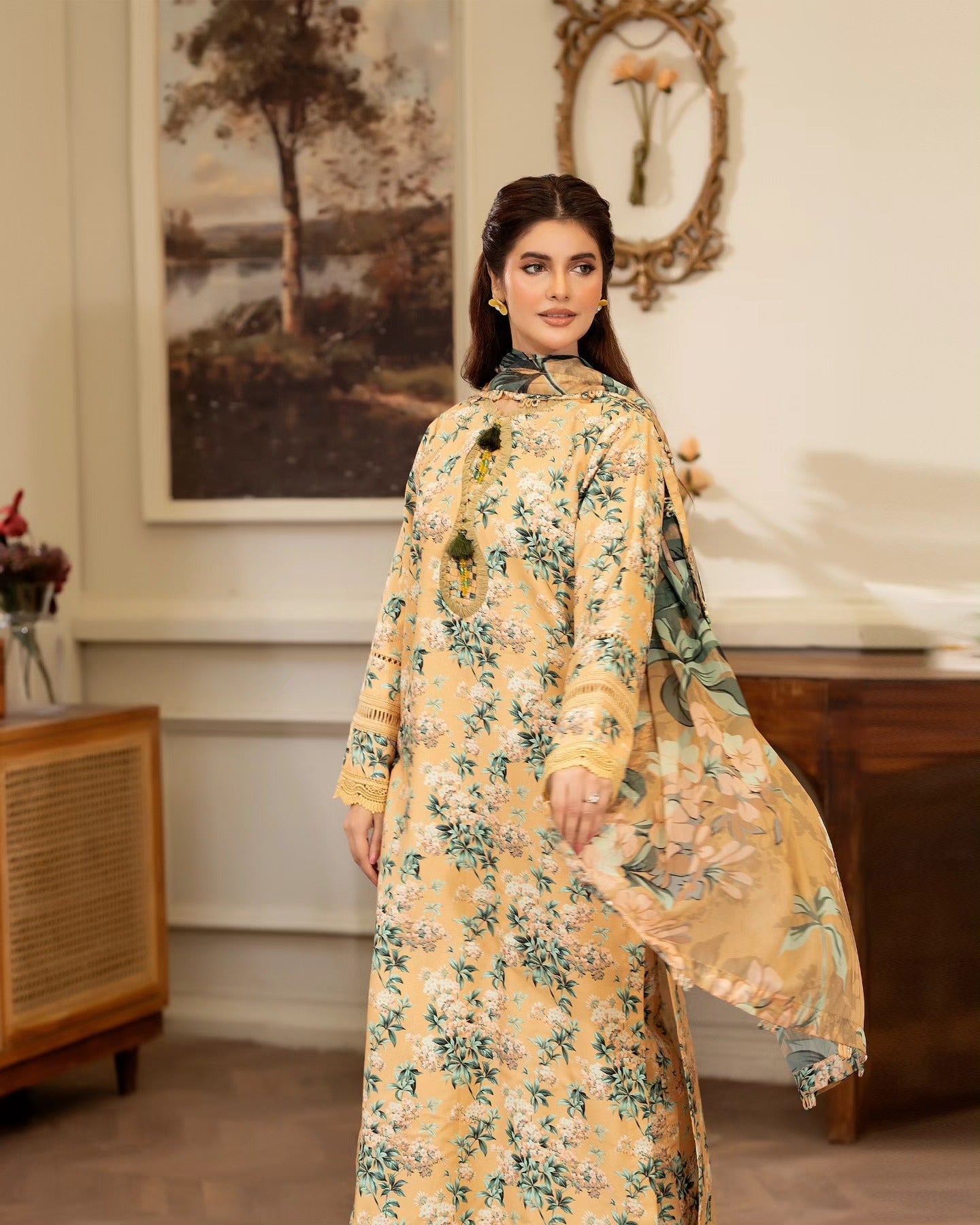 Summer Scent By Nine Needles Stitched 3 Piece Summer Collection'2025-Amber Lily-NP-03