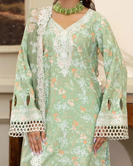 Summer Scent By Nine Needles Stitched 3 Piece Summer Collection'2025-Mint Blossom-NP-04