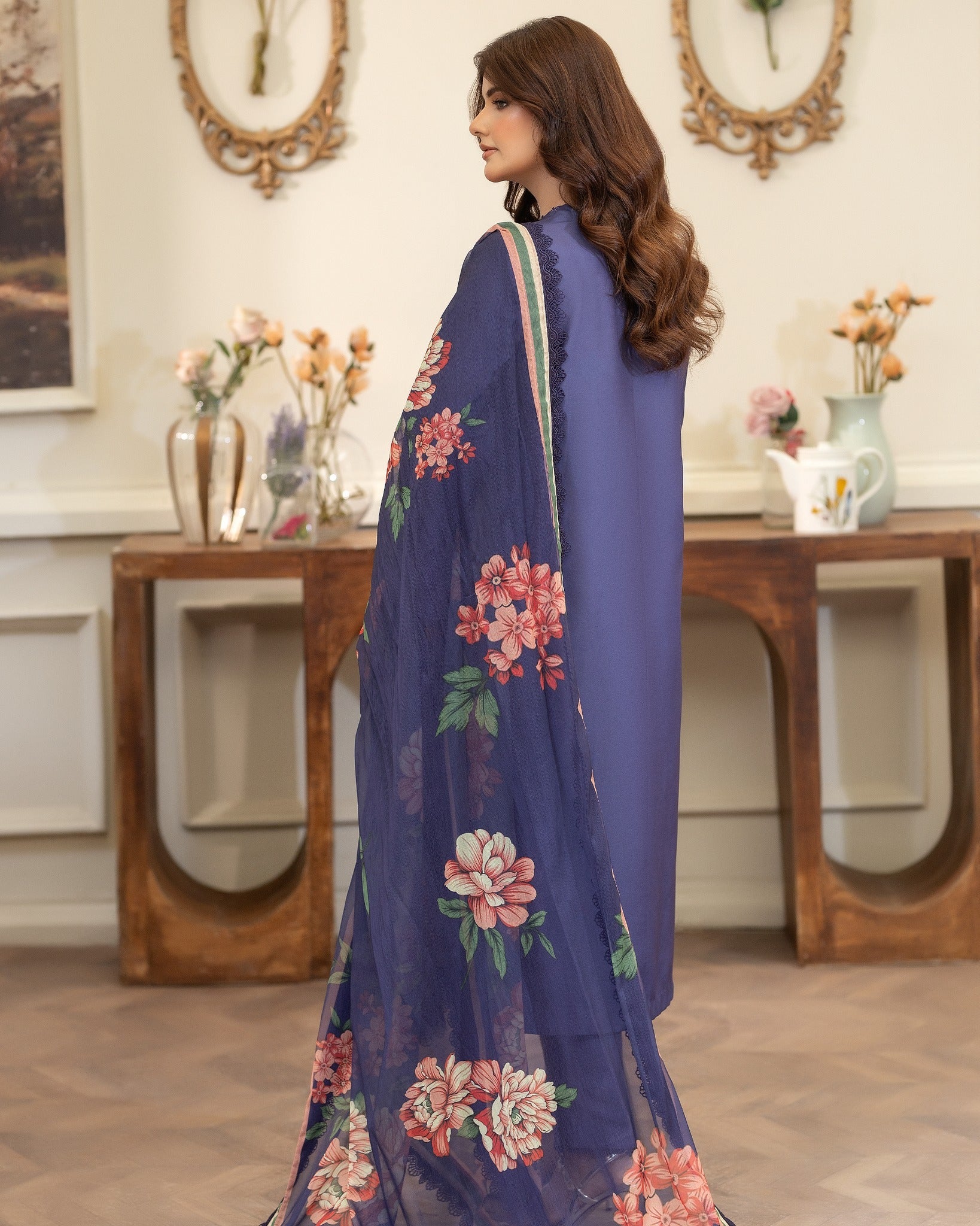 Summer Scent By Nine Needles Stitched 3 Piece Summer Collection'2025-Violet Bloom-NP-11