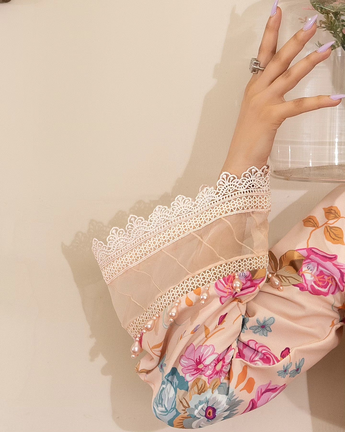 Summer Scent By Nine Needles Stitched 3 Piece Summer Collection'2025-Peach Sorbet-NP-01