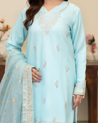 Summer Scent By Nine Needles Stitched 3 Piece Summer Collection'2025-Blue Crush-NP-12