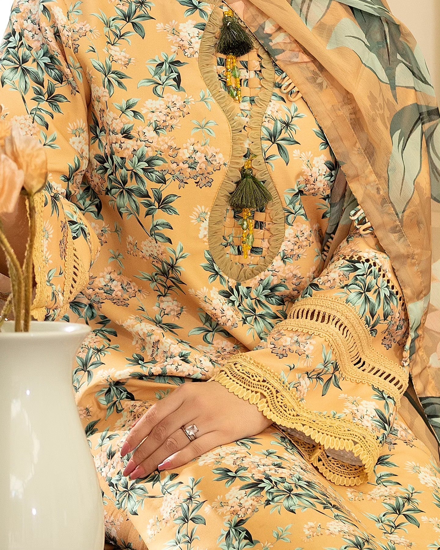 Summer Scent By Nine Needles Stitched 3 Piece Summer Collection'2025-Amber Lily-NP-03