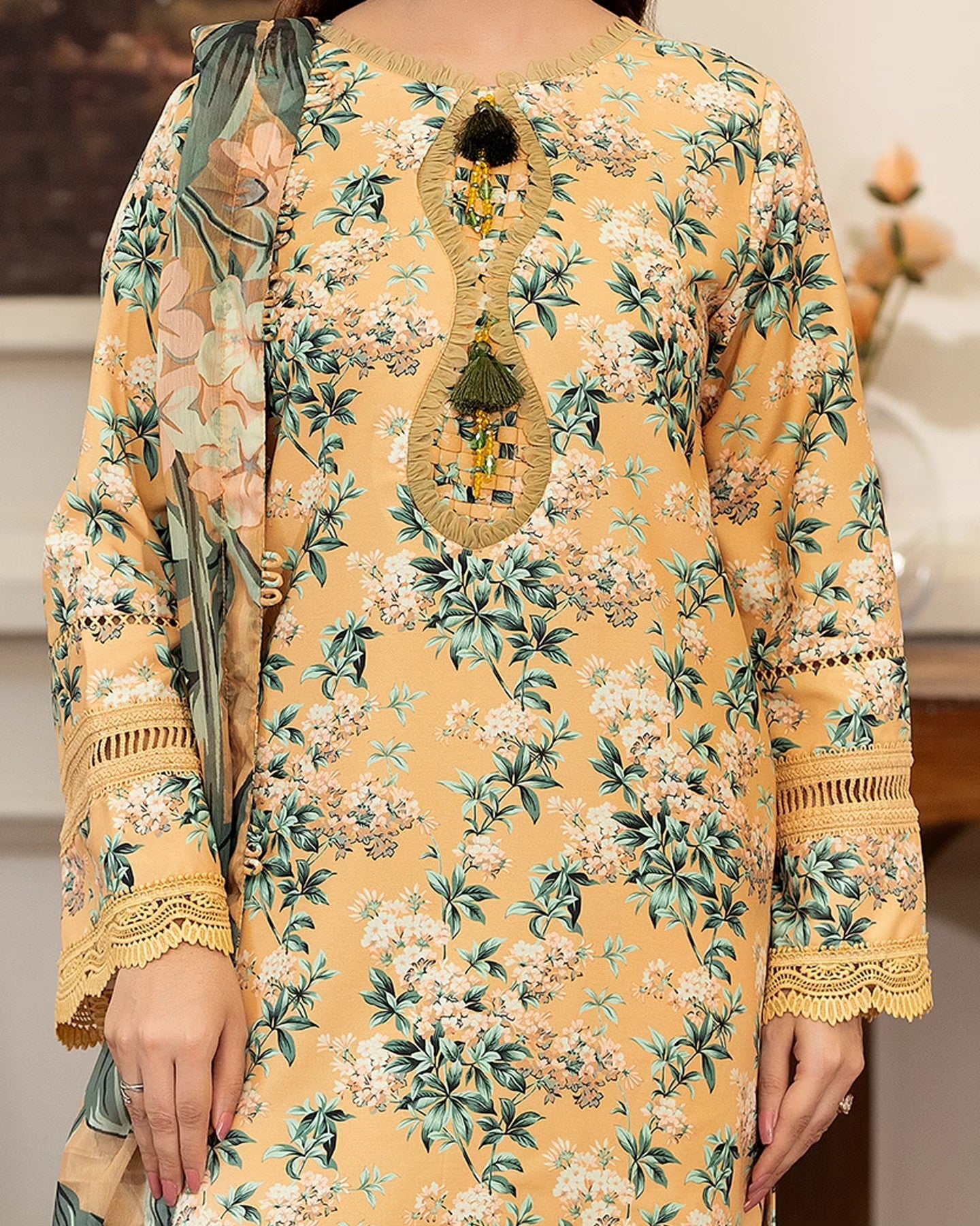 Summer Scent By Nine Needles Stitched 3 Piece Summer Collection'2025-Amber Lily-NP-03
